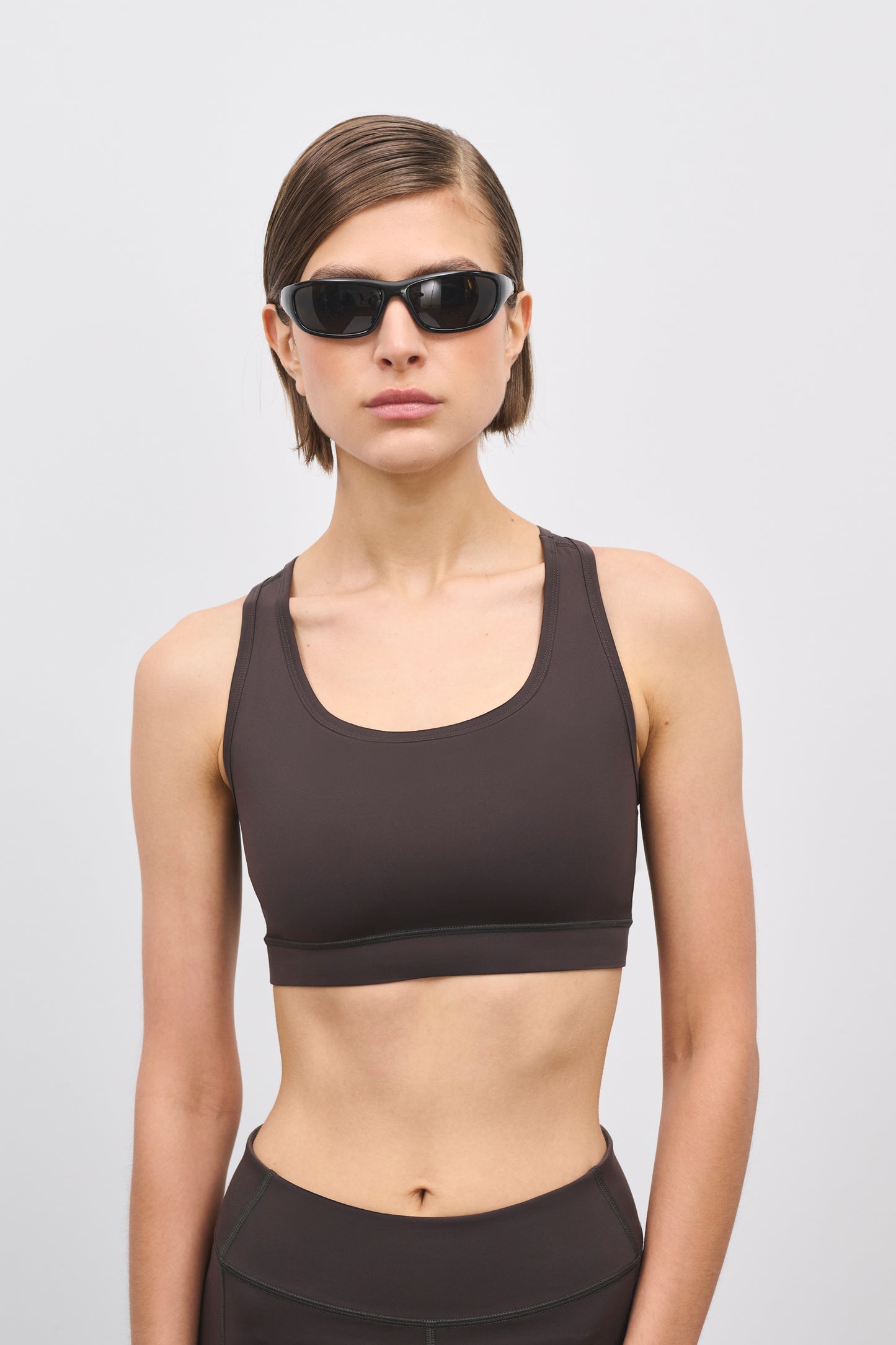 Literary Sport - O'Hara Womens Medium Impact Sports Bra - Ash Dark Brown