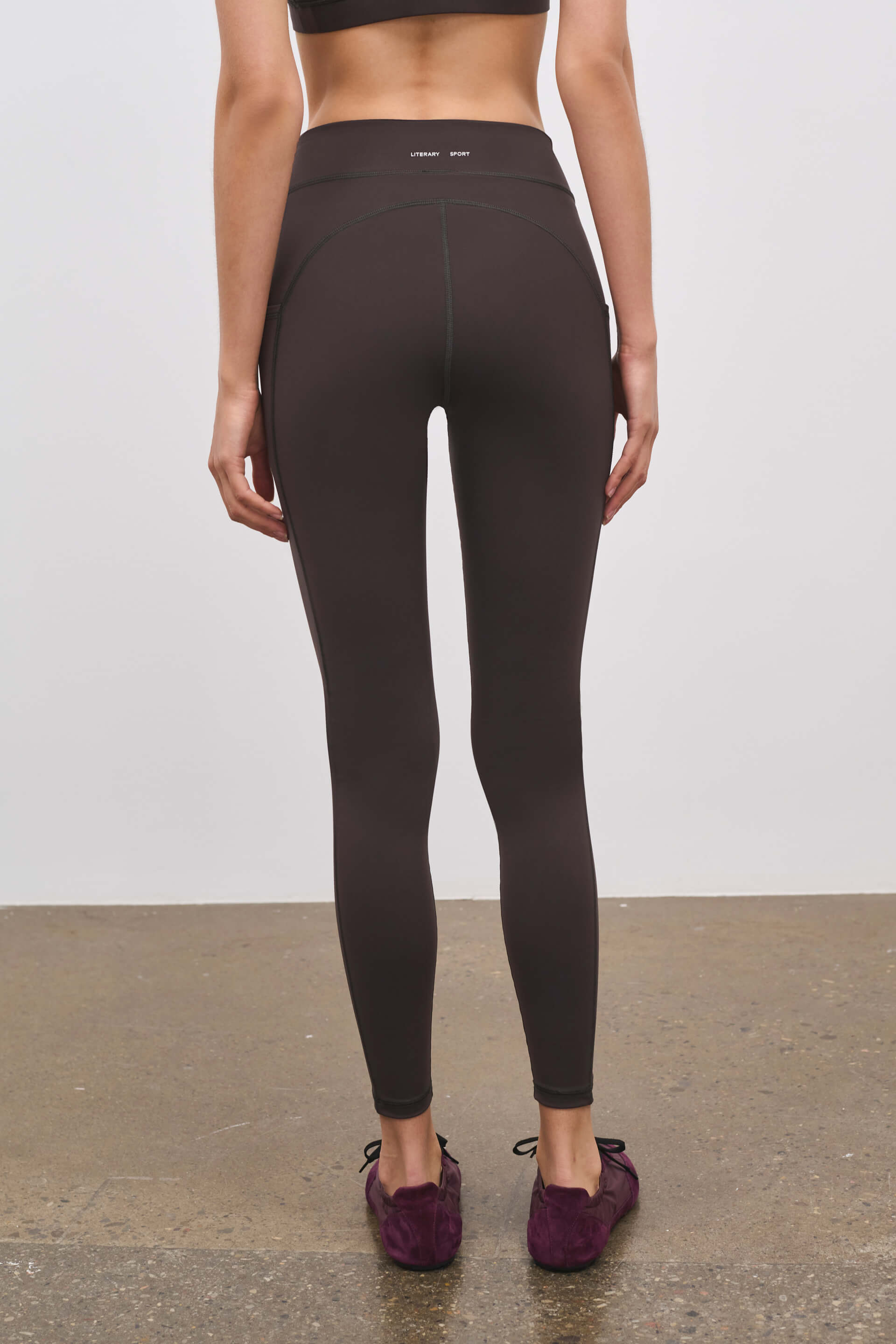 Literary Sport | Emma Womens Full Length Running Tight - Ash Dark Brown