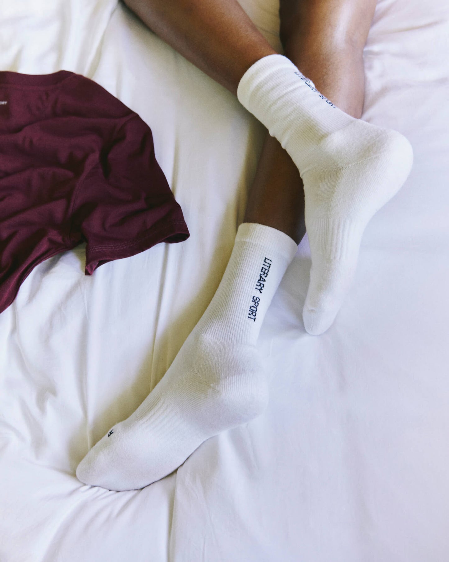 Literary Sport | Unisex Locke Crew Socks in White