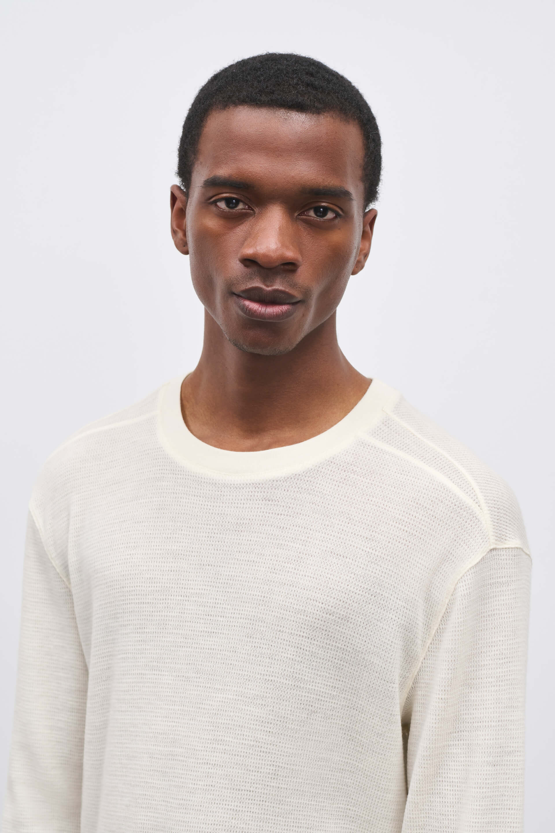 Literary Sport - Weldon Mens Merino Wool  Waffle Long Sleeve T-Shirt - Bone