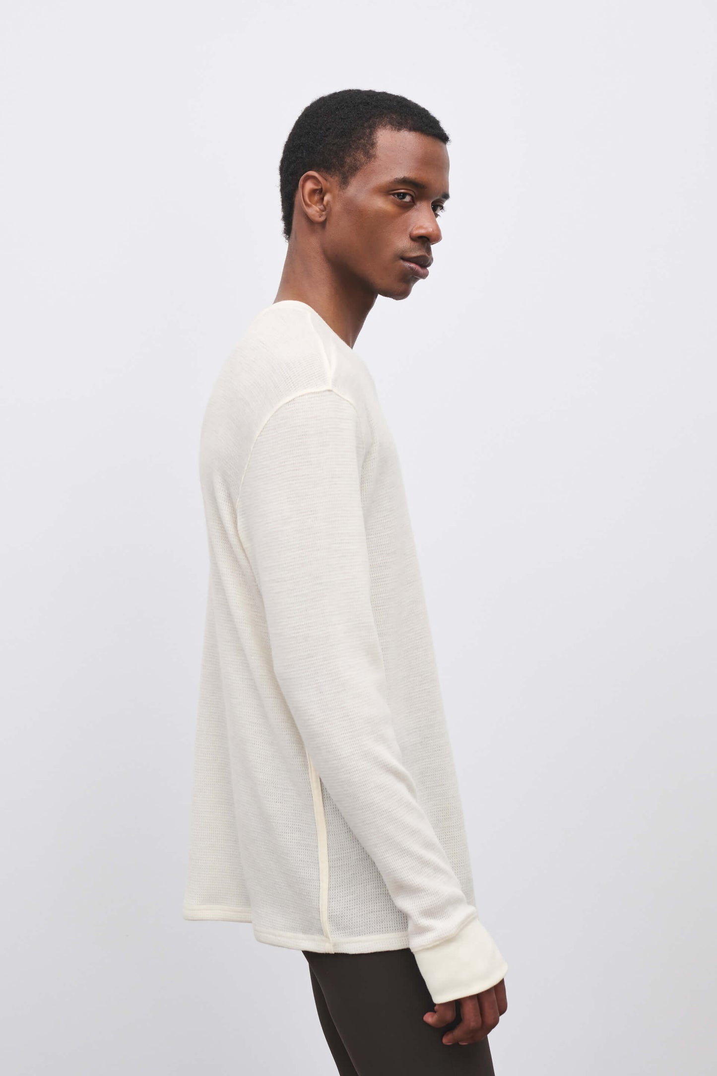 Literary Sport - Weldon Mens Merino Wool  Waffle Long Sleeve T-Shirt - Bone