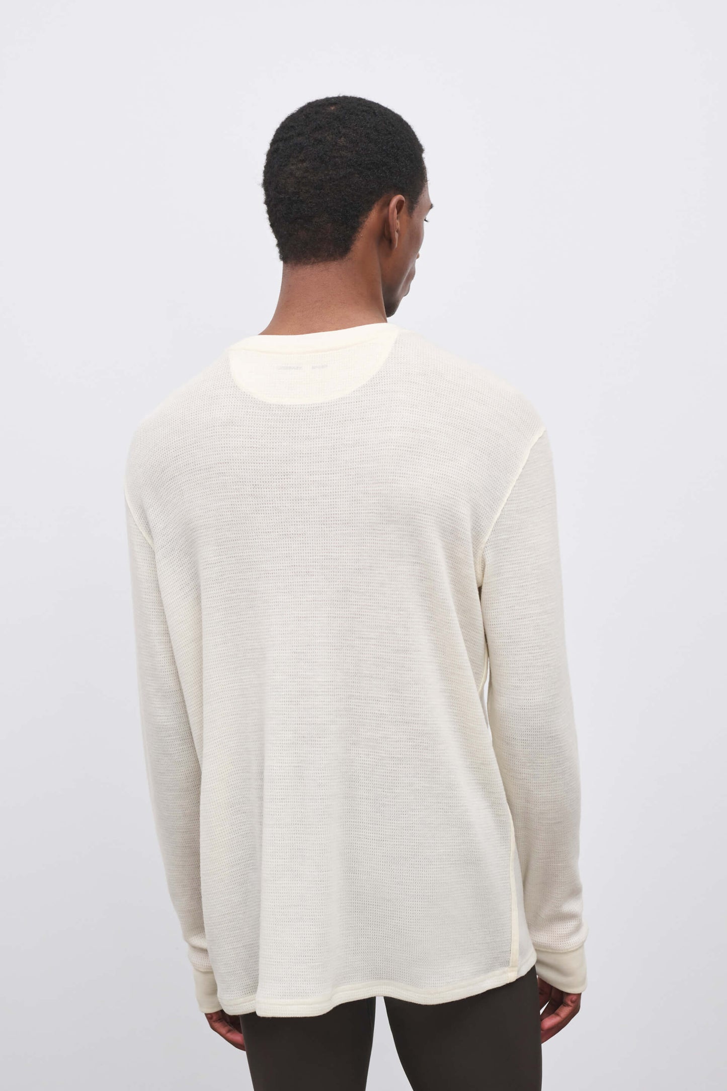 Literary Sport - Weldon Mens Merino Wool  Waffle Long Sleeve T-Shirt - Bone