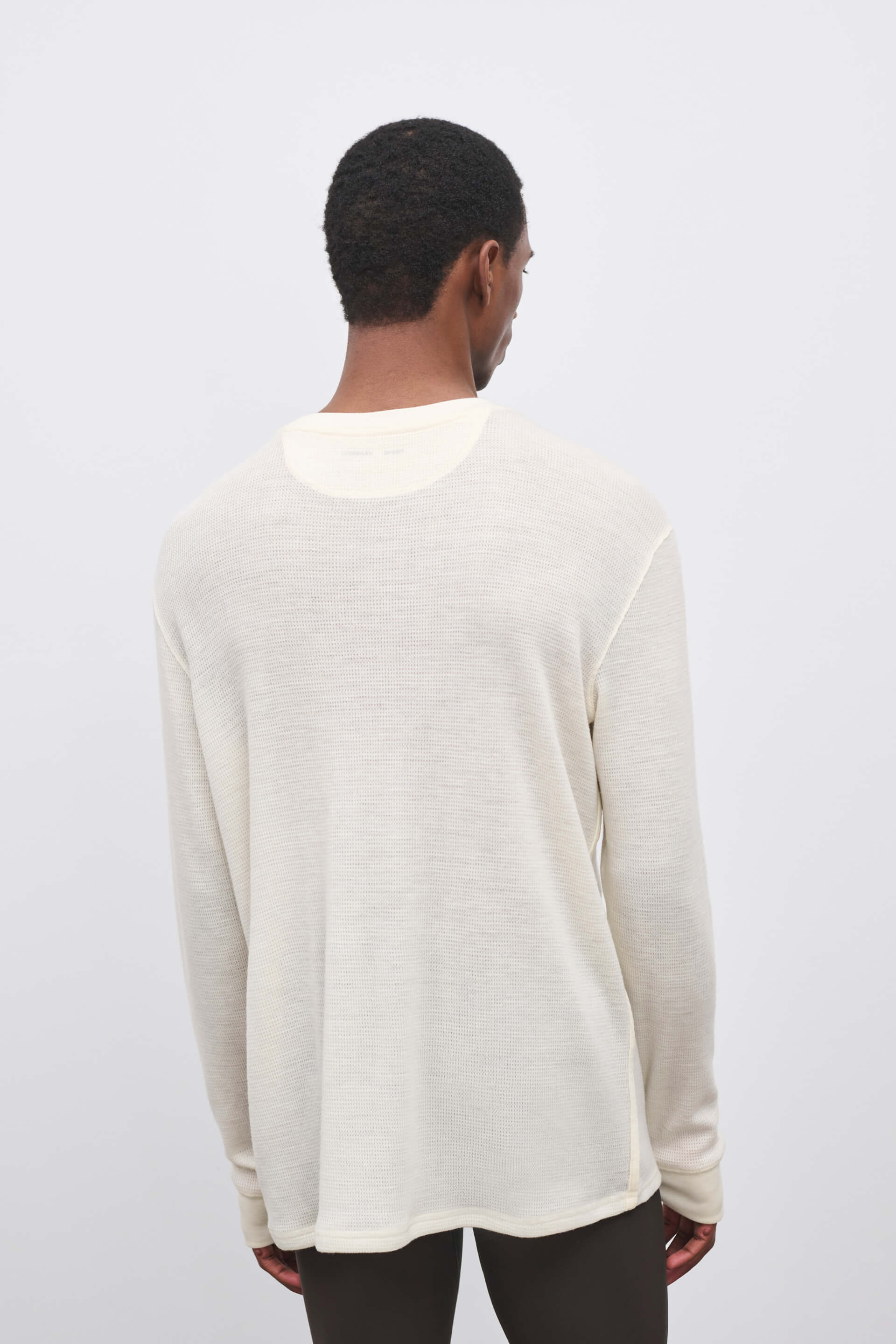 Literary Sport - Weldon Mens Merino Wool  Waffle Long Sleeve T-Shirt - Bone