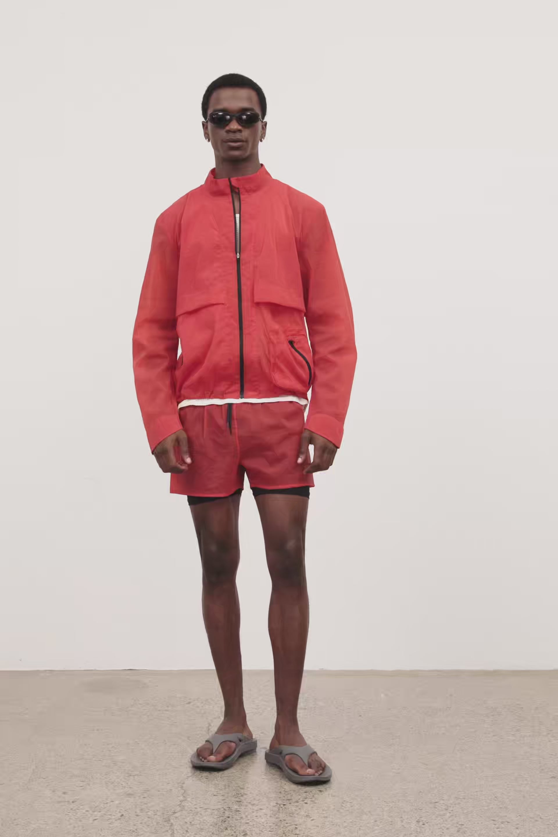 Literary Sport - Mens Henry Packable Running Jacket with Stand Collar - Scarlet Red