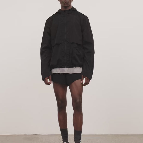 Literary Sport - Ashbery Mens Packable Running Jacket in Crinkle Nylon - Black
