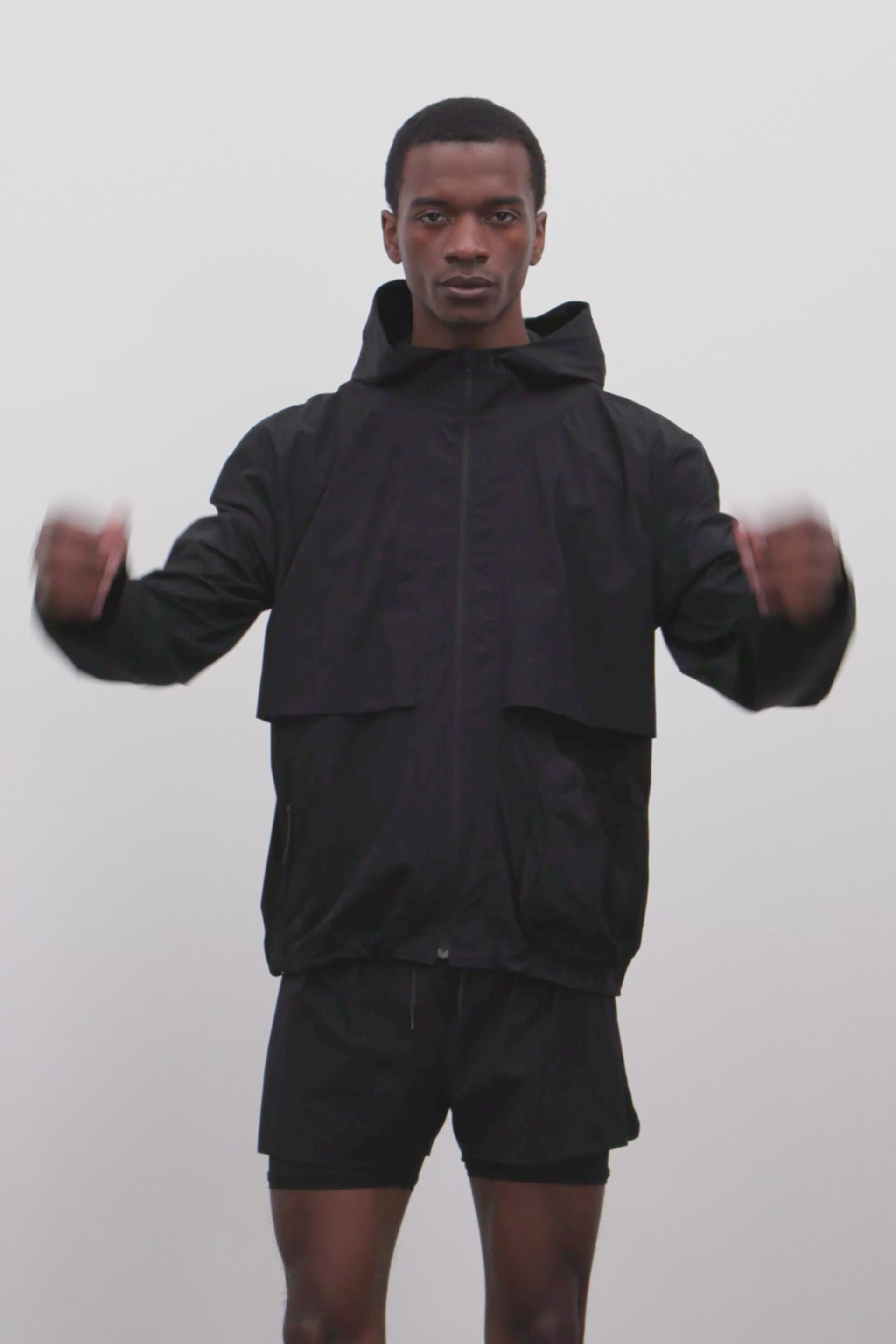 Literary Sport - Ashbery Mens Packable Running Jacket - Black - Front
