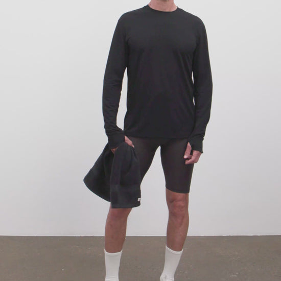 Literary Sport | Frank Mens Long Sleeve Running T-Shirt - Black