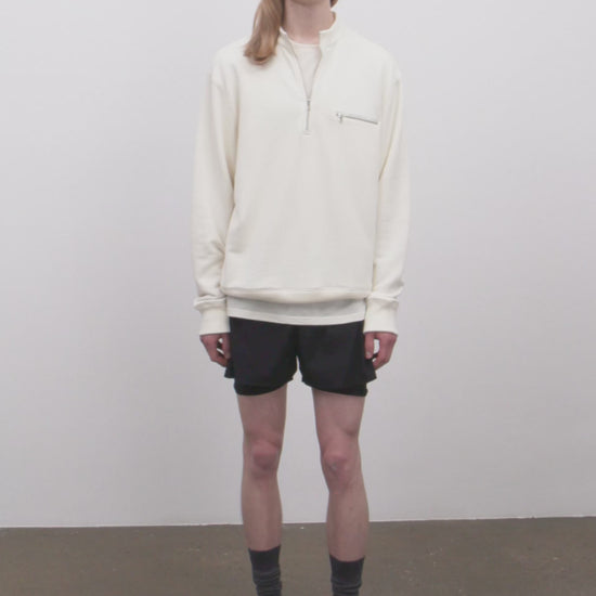 Literary Sport | Gabriel Mens Quarter Zip Sweatshirt - Natural White