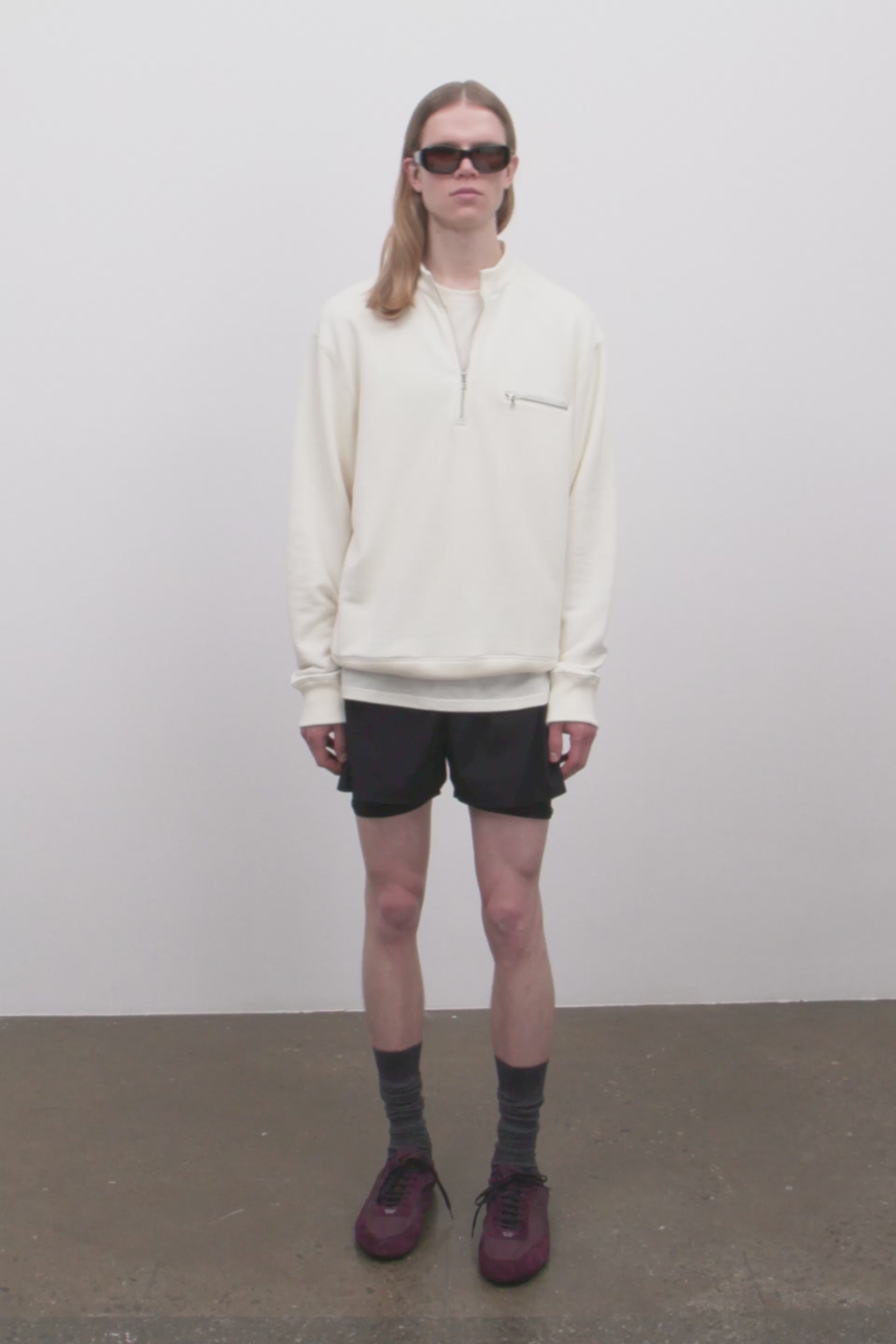 Literary Sport | Gabriel Mens Quarter Zip Sweatshirt - Natural White