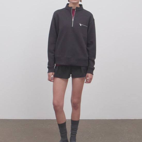 Literary Sport | Jane Womens Long Sleeve Quarter Zip Sweatshirt - Washed Black