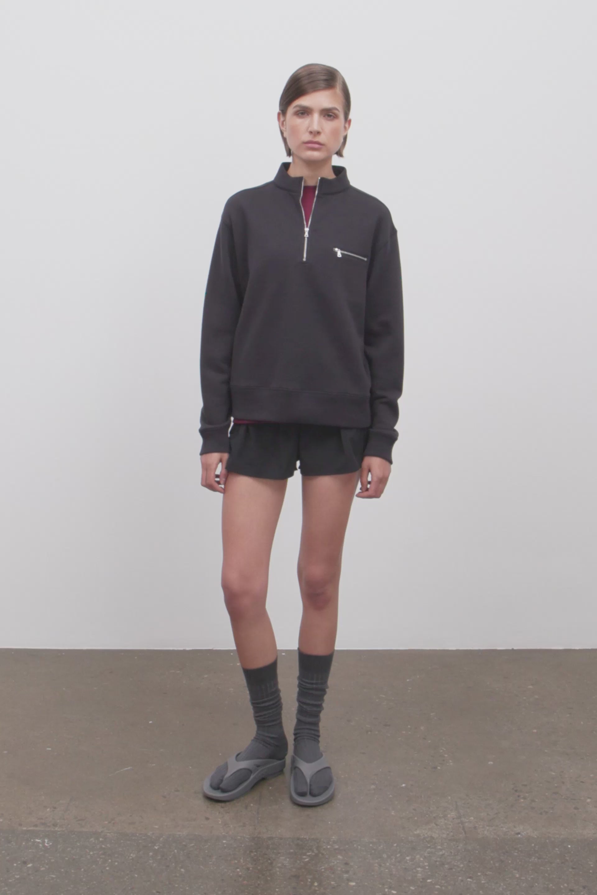 Literary Sport | Jane Womens Long Sleeve Quarter Zip Sweatshirt - Washed Black