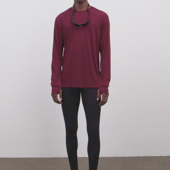Literary Sport | Frank Mens Long Sleeve Running T-Shirt - Burgundy