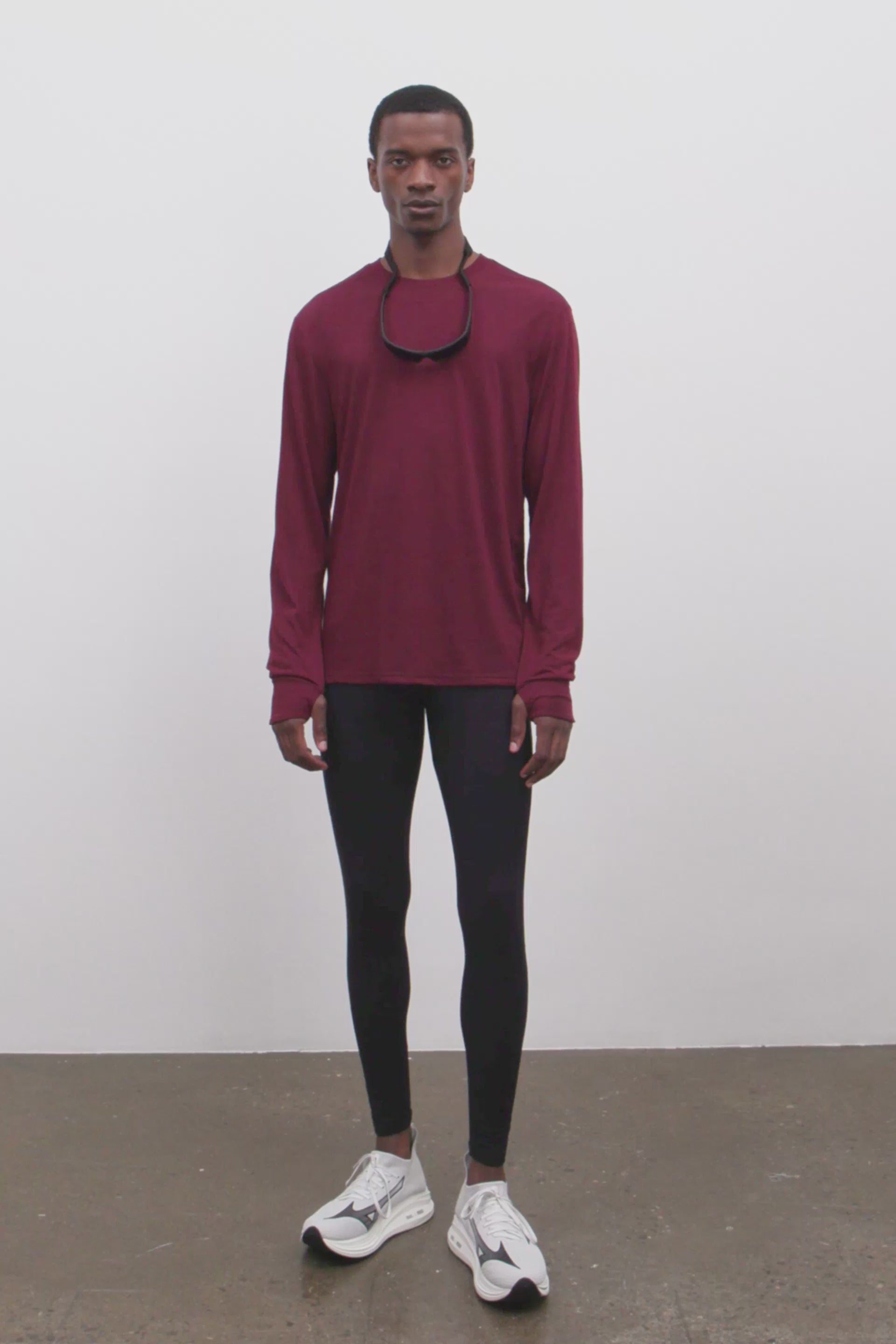 Literary Sport | Frank Mens Long Sleeve Running T-Shirt - Burgundy