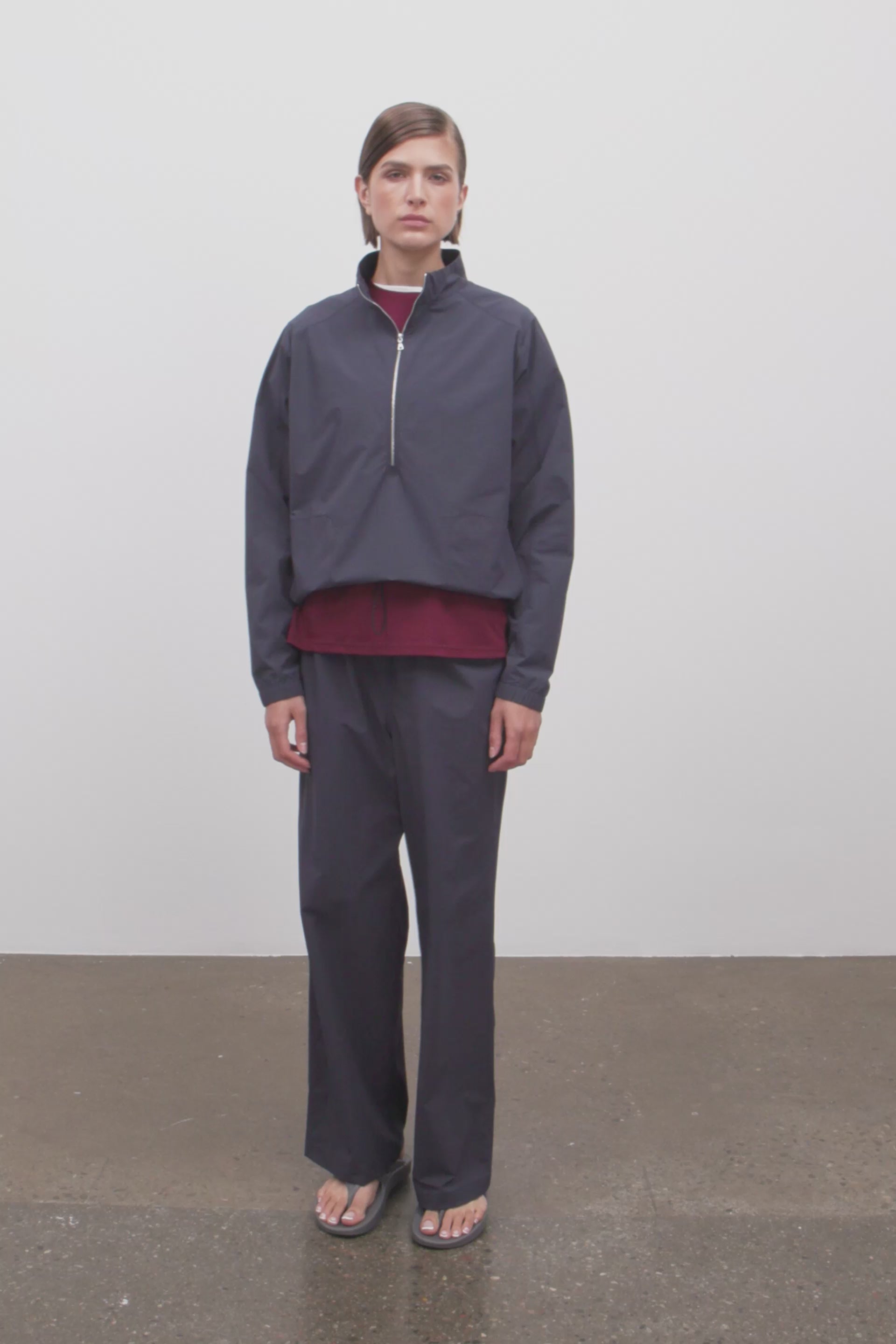 Literary Sport | Womens Virginia Half Zip Performance Jacket in Washed Navy Blue