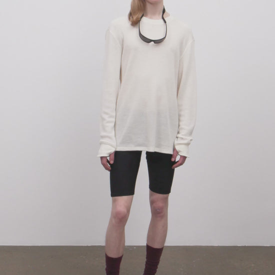 Literary Sport - Weldon Mens Merino Wool  Waffle Long Sleeve T-Shirt - Bone