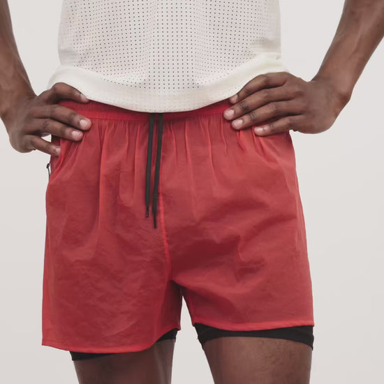 Literary Sport - Mens Myles Run Short with Brief - Scarlet with Black Brief