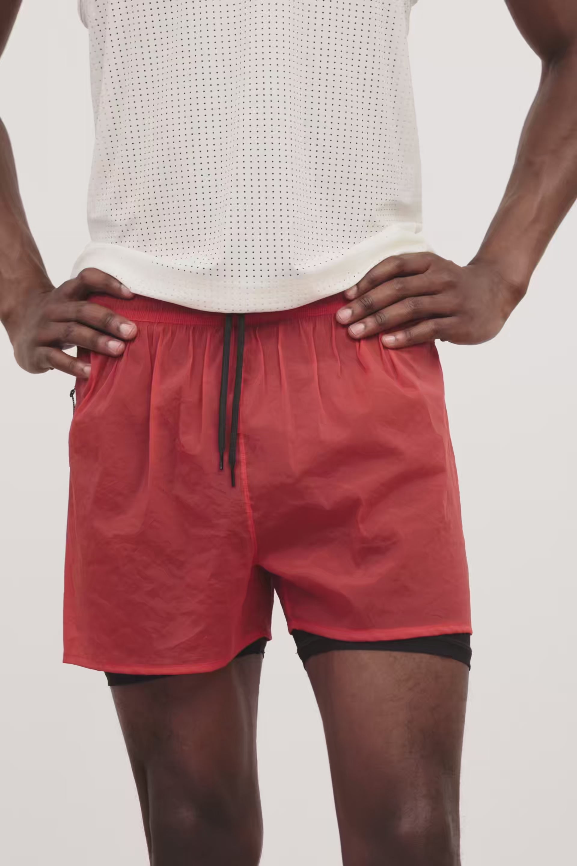 Literary Sport - Mens Myles Run Short with Brief - Scarlet with Black Brief