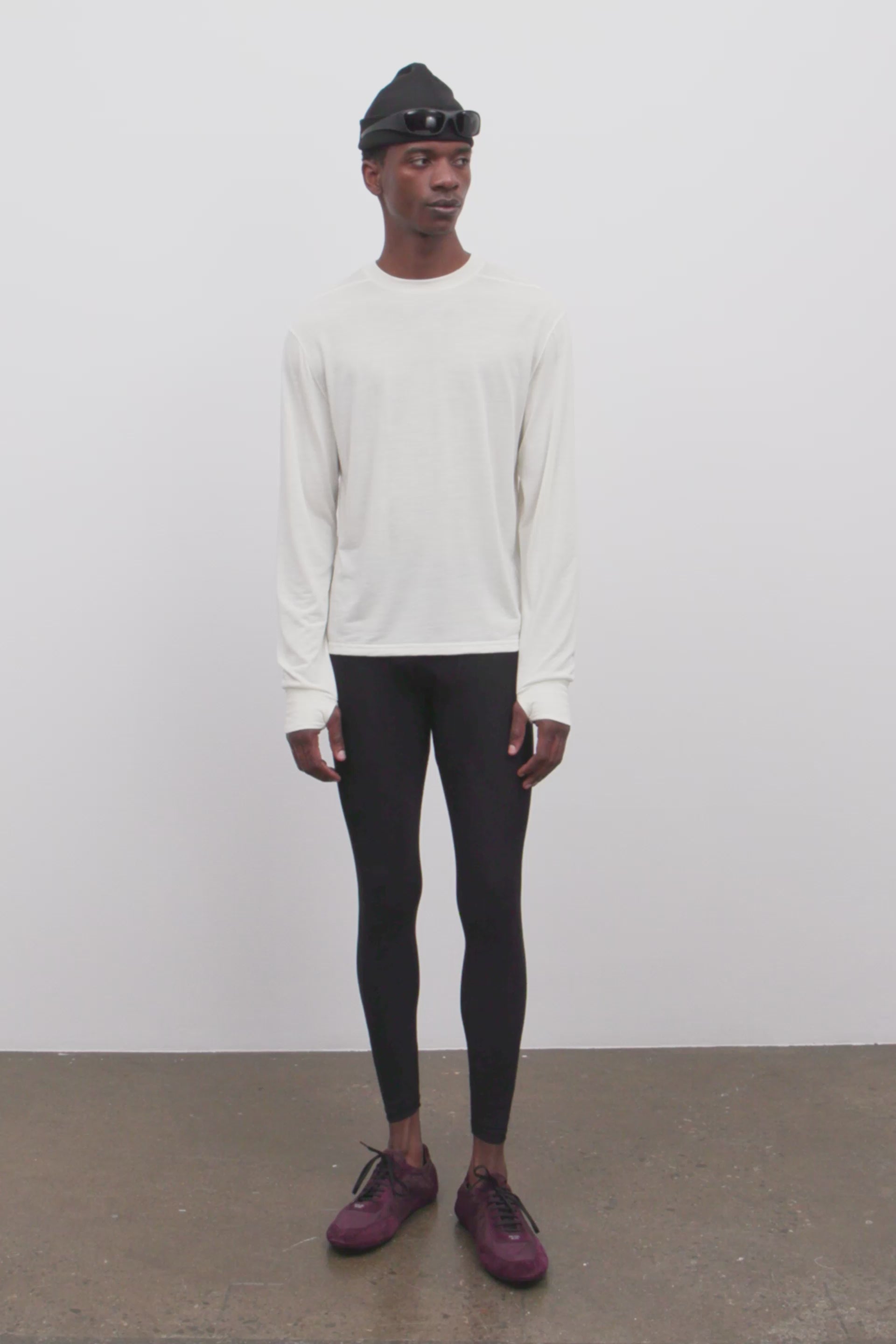 Literary Sport | Frank Mens Long Sleeve Running T-Shirt - Natural White