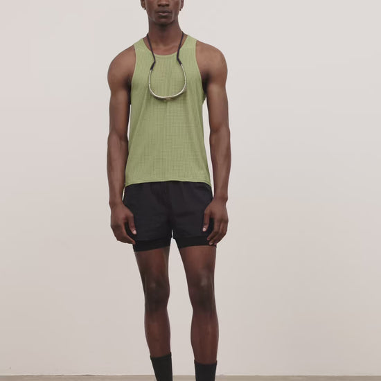Literary Sport - Mens Myles Run Short with Brief - Black with Black Brief