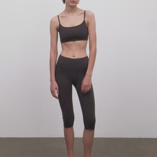 Literary Sport | Lena Womens Capri Length Running Tight - Ash Dark Brown