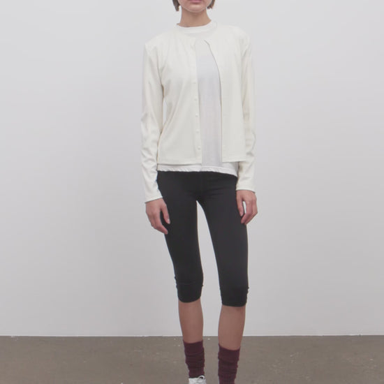 Literary Sport | Womens Fanny Performance Cardigan in Bone Off-White